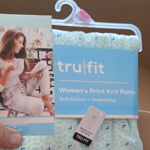 Tru Fit Women's Blue Print Knit Pants
